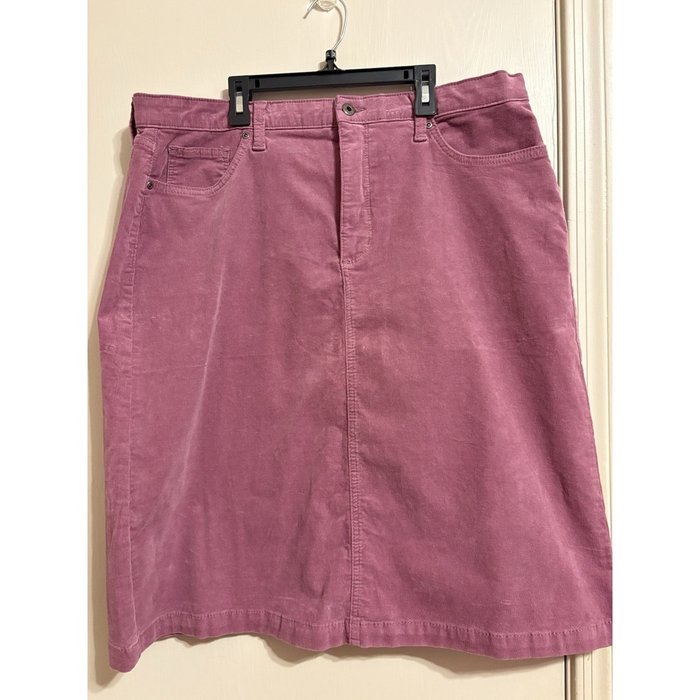 Skirt Pink with Pockets Size 18P St. John's Bay Corduroy A-Line Knee Length